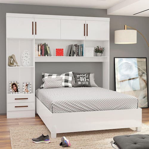 Guarda Roupa Modulado com Cama Paris 4 Portas 2 Gavetas - Branco