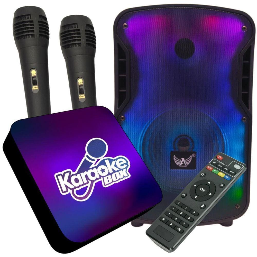 Karaokê Party Box Com Pontuação +De 1000 Músicas +2 Microfones