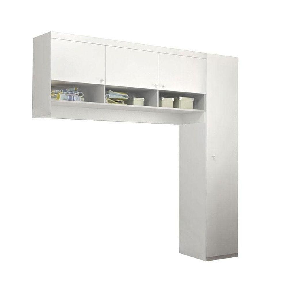 Kit Quarto Lavanderia 2 Peças Eloisa Módulo Organizador Aéreo 3 Portas e Armario 1 Porta Bco - Phoenix Baby