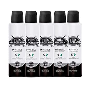 Kit Desodorante Aerossol Très Marchand Invisible 150ml - 5 Unidades