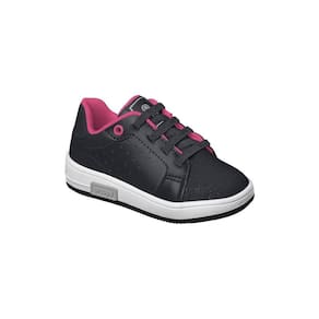 Tênis Infantil Feminino Ortopé Bliss Calce Fácil com Glitter Preto e Pink