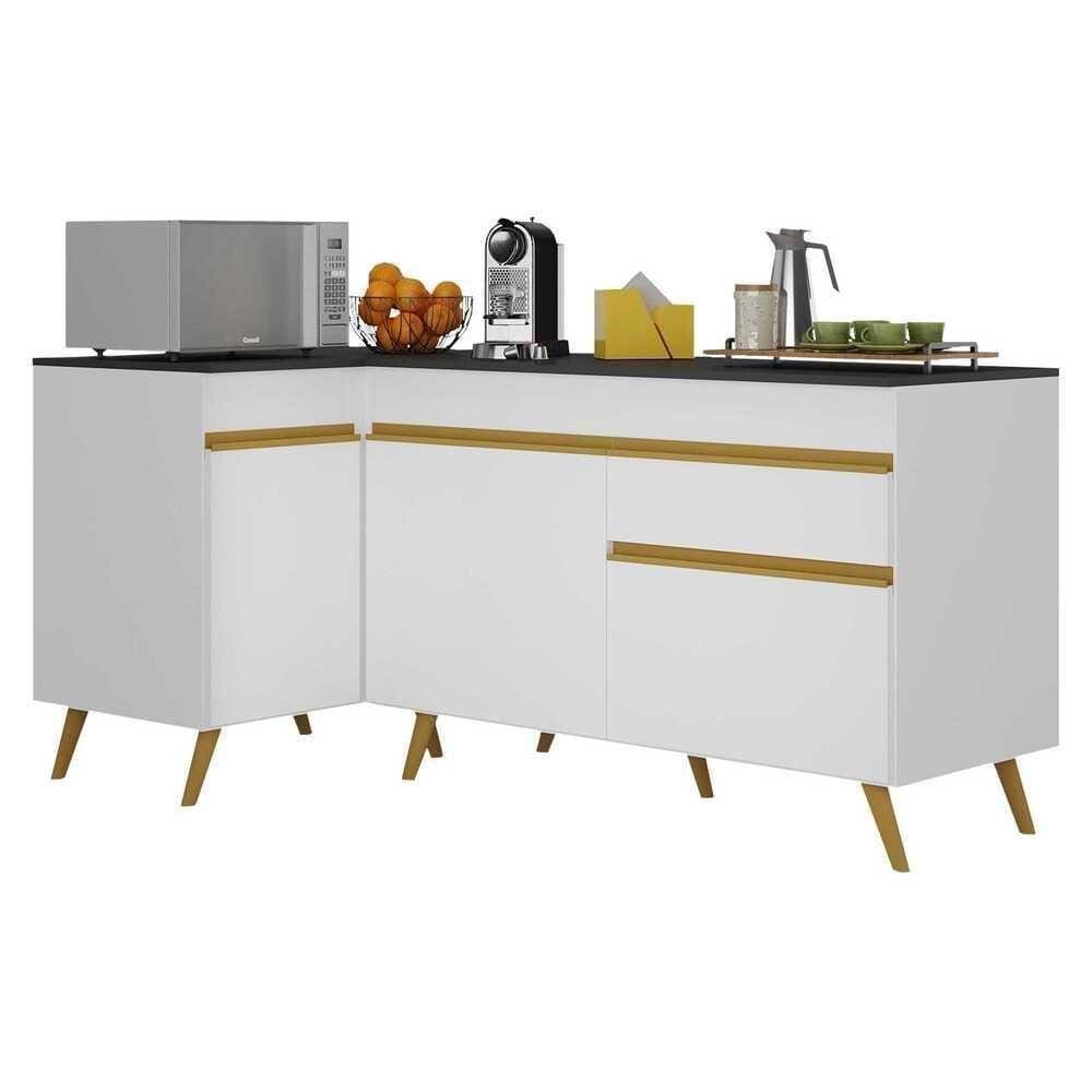 Kit Armário Cozinha Veneza Multimóveis Mp2157 Branco/dourado