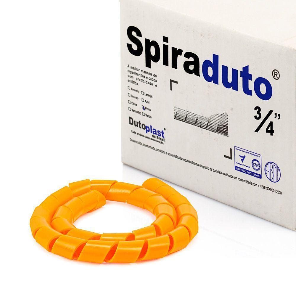 Organizador Fios E Cabos Spiraduto 3/4 Laranja - 20 Mt