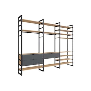 guarda-roupa closet modulado industrial philly i 3 gv cedro e grafite 294 cm