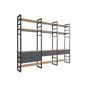 guarda-roupa closet modulado industrial philly 4 gv cedro e grafite 294 cm