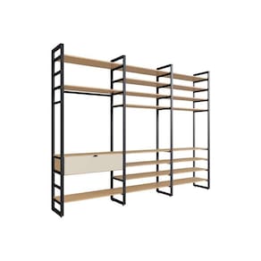 guarda-roupa closet modulado industrial philly 1 gv cedro e off white 294 cm