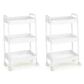 Kit 2 Carrinho Multiuso Organizador 3 Prateleiras - Branco