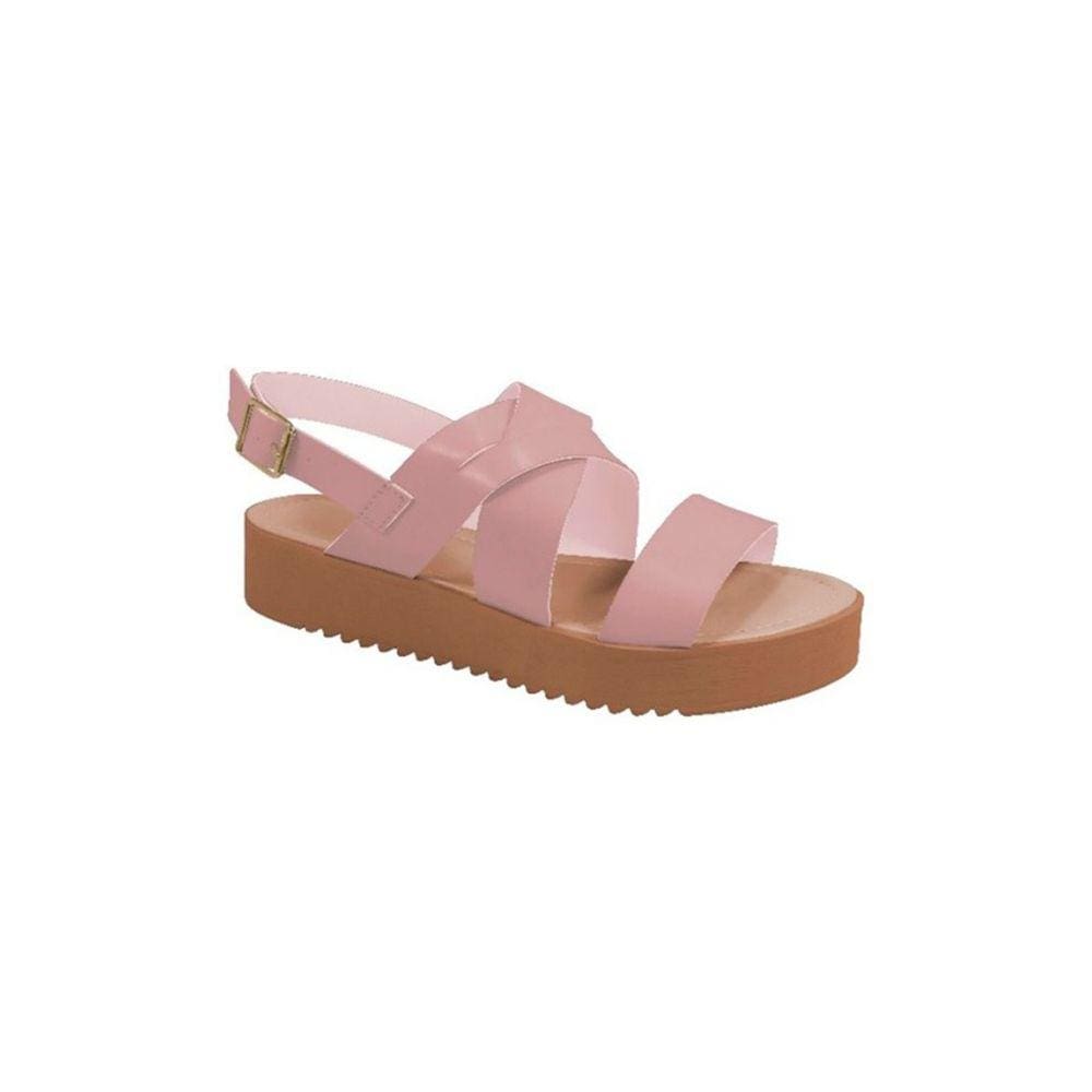 Sandália Flatform Feminina Dok Básica Nude Rosado