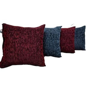 Kit Capa Para Almofada Liso Chenille Vermelho 4 Peças