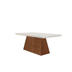 mesa de jantar retangular com tampo de vidro luna ro imbuia e off white
