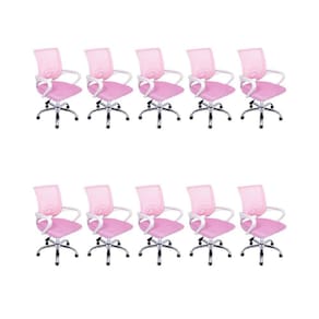 Kit 10 Cadeiras de Escritório Begonia Mesh Ergonômico Rosa