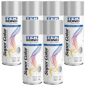 Kit 6 Tinta Spray Alta Temperatura Tekbond Alumínio 350ml