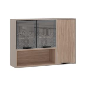 Armário Aéreo 120cm 3 Portas com Vidro Reflecta Stylo Luciane Móveis