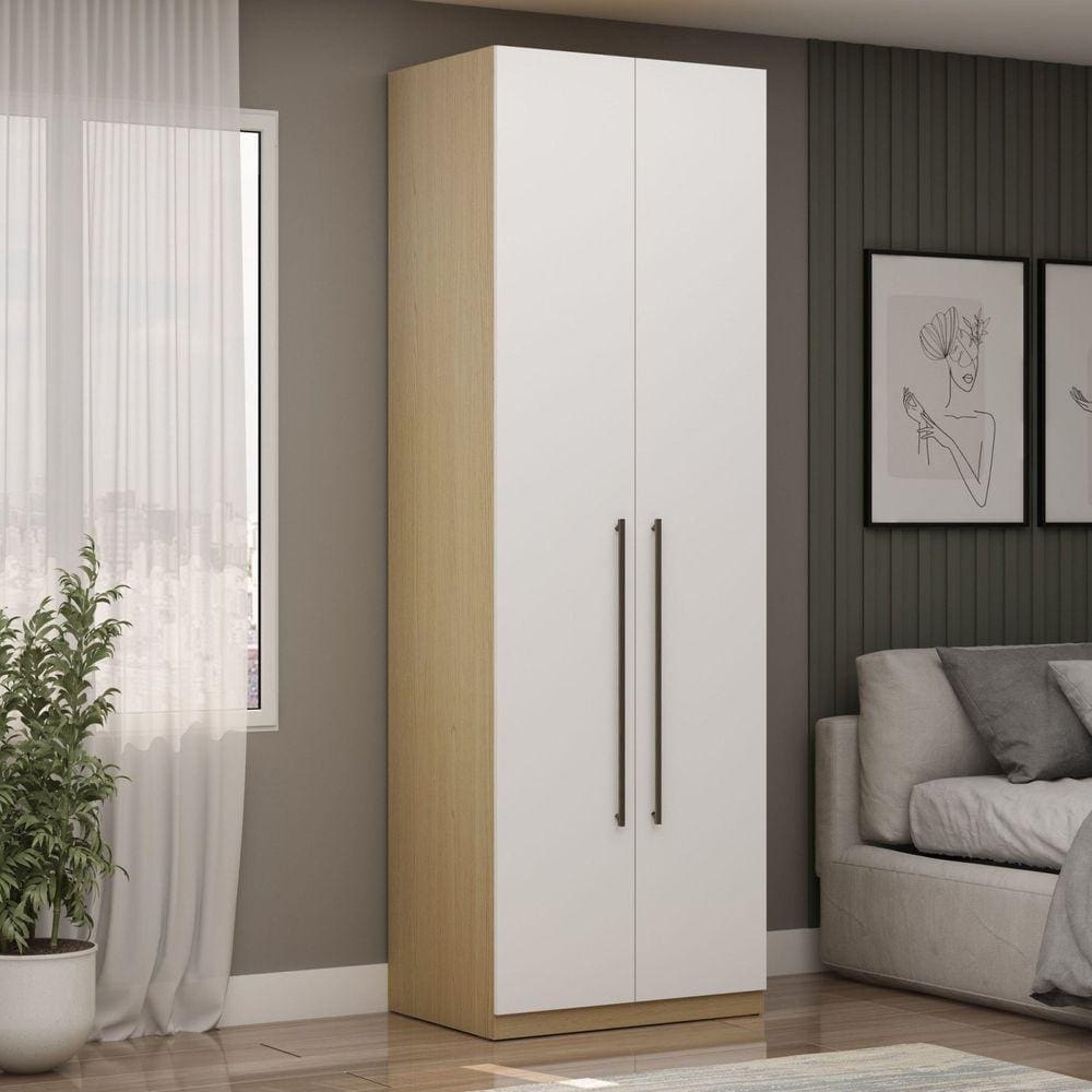 Guarda-Roupa Modulado 2 Portas 100% MDF Infinity Savana/Branco