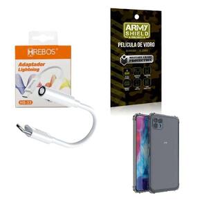 Capa Motorola G505G + Adaptador P2 Para Tipo C + Película 3D