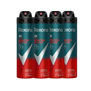 Kit Desodorante Aerosol Rexona Men Antibacterial 150ml - 4 Unidades