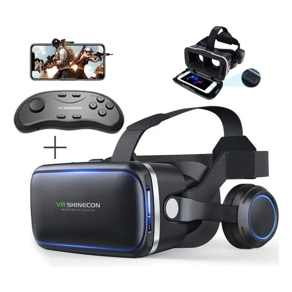 óculos vr 360 realidade virtual com fone de ouvido + controle de