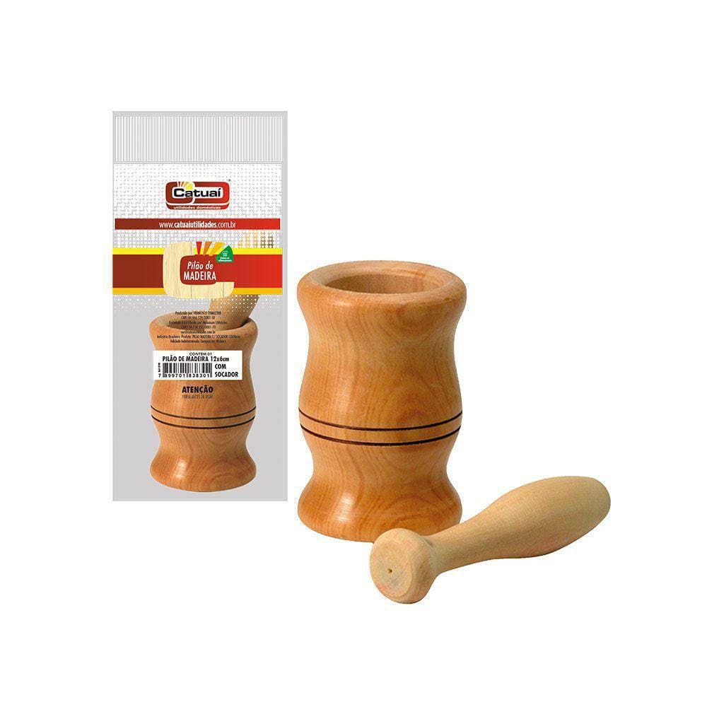 Pilão Madeira Com Socador 12X6Cm