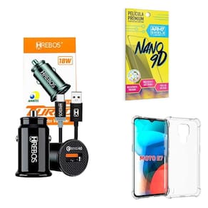 Kit Carregador Veicular + Capinha Motorola E7 + Película 9D