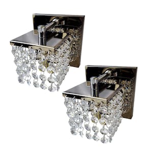 Kit 2 Arandelas Cristais Legítimos Aço Inox Salas