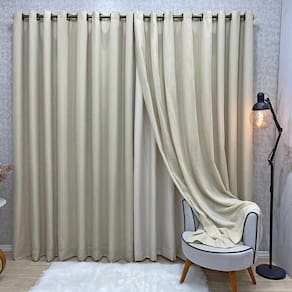 Cortina Nuance Microfibra Gaze Linho 2,00x1,70m Sala Quarto Varão 2m - Bege