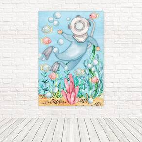Painel Retangular 3D Sublimado Fundo Do Mar 1,5X2,2 Frt-5049