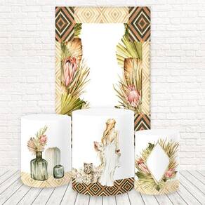 Painel Retangular E Capas Tecido Animal Print Fkpc-1306