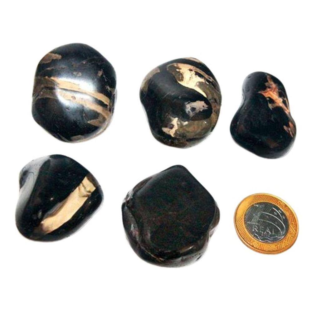 05 Onix Preto Rolado Natural Pedra Polido 30 a 50mm Classe A