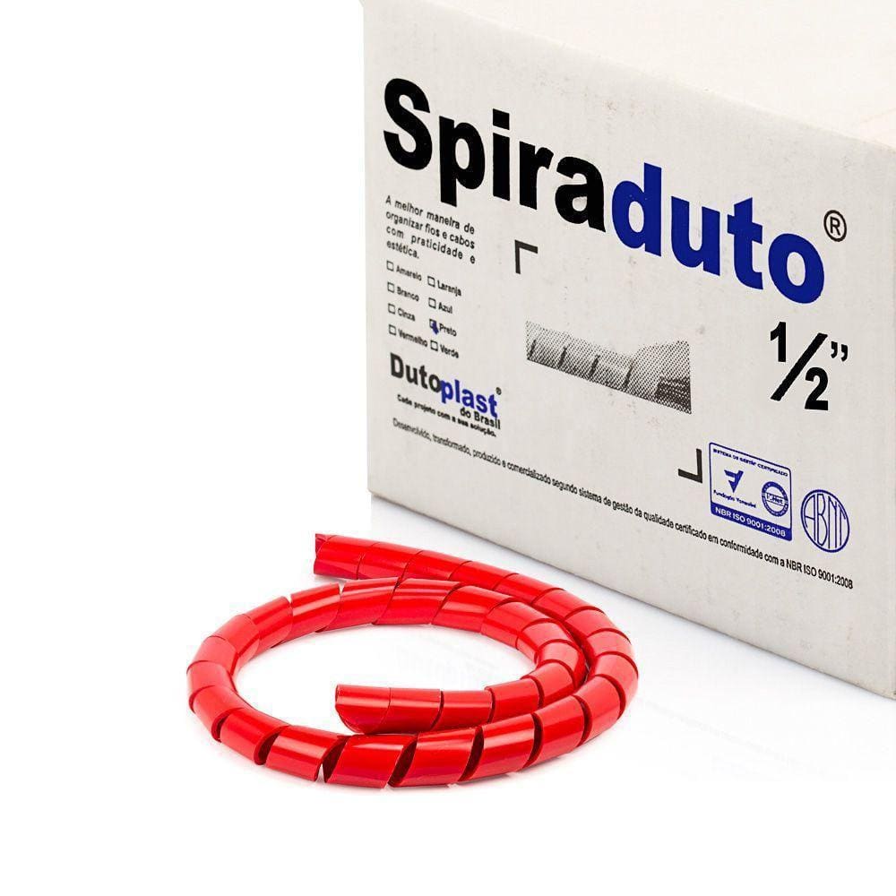 Organizador Fios E Cabos Spiraduto 1/2 Vermelho - 25 Mt
