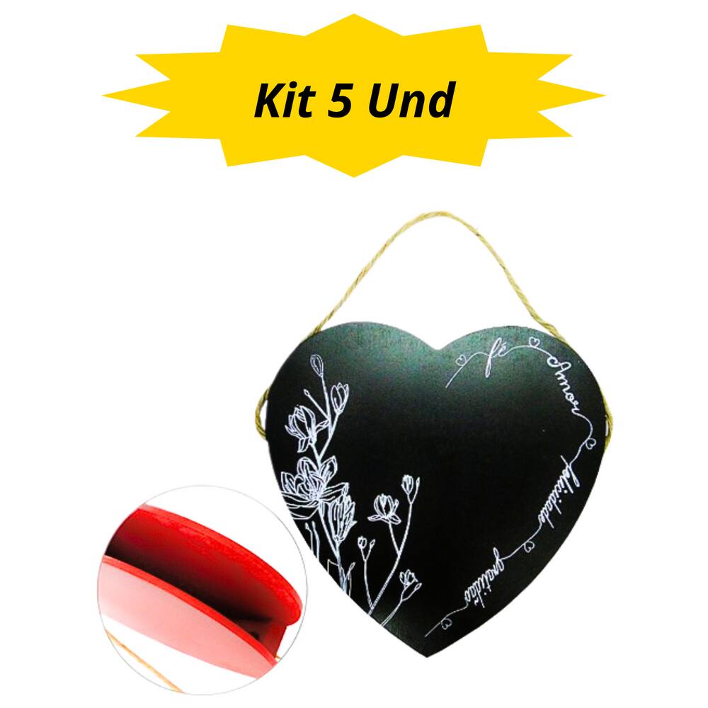 Kit 5 und - Enfeite/Organizador - Modelo Coração - Parede - Tam: Grd