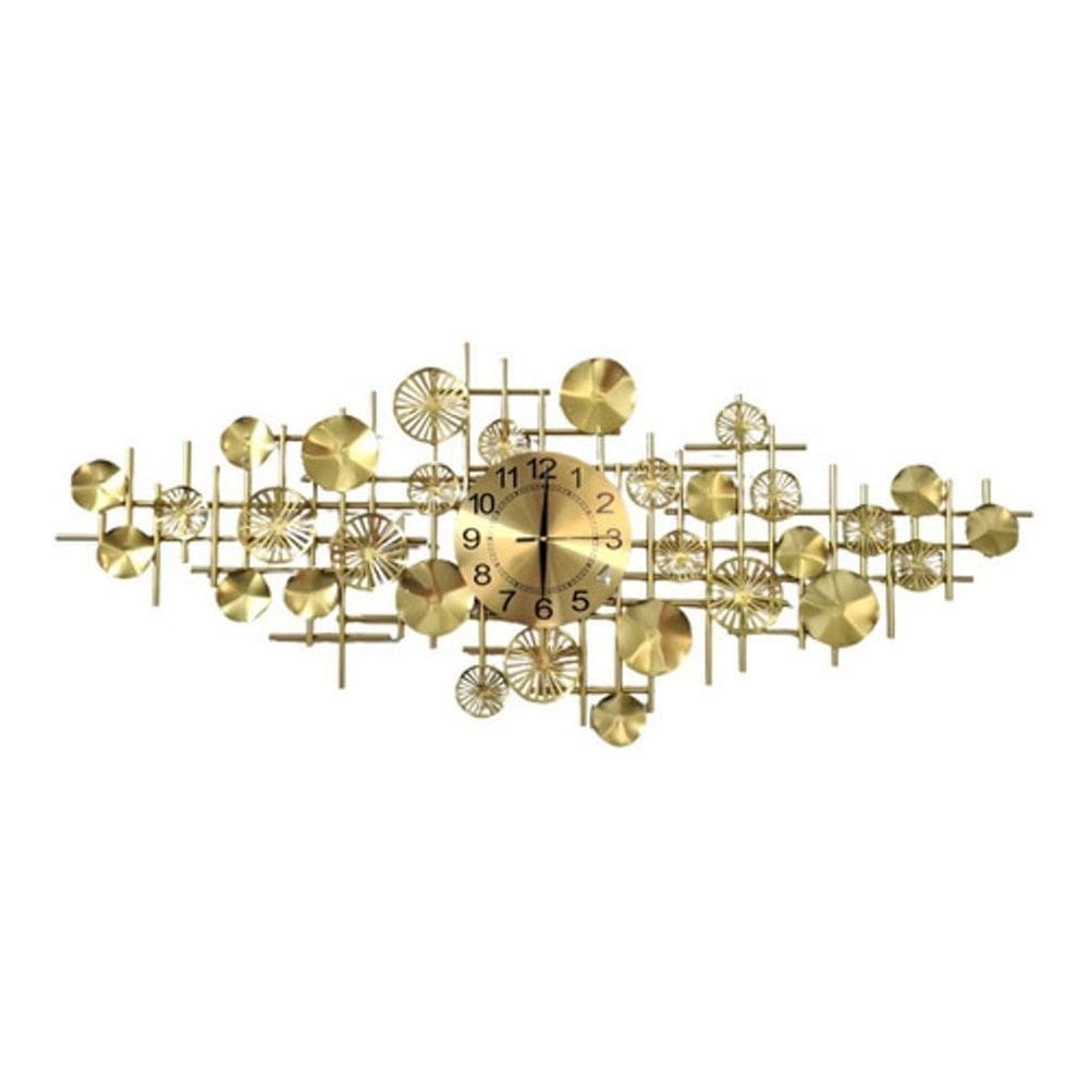 Relógio De Parede 3D Design Europeu Metal Folhas 120Cm