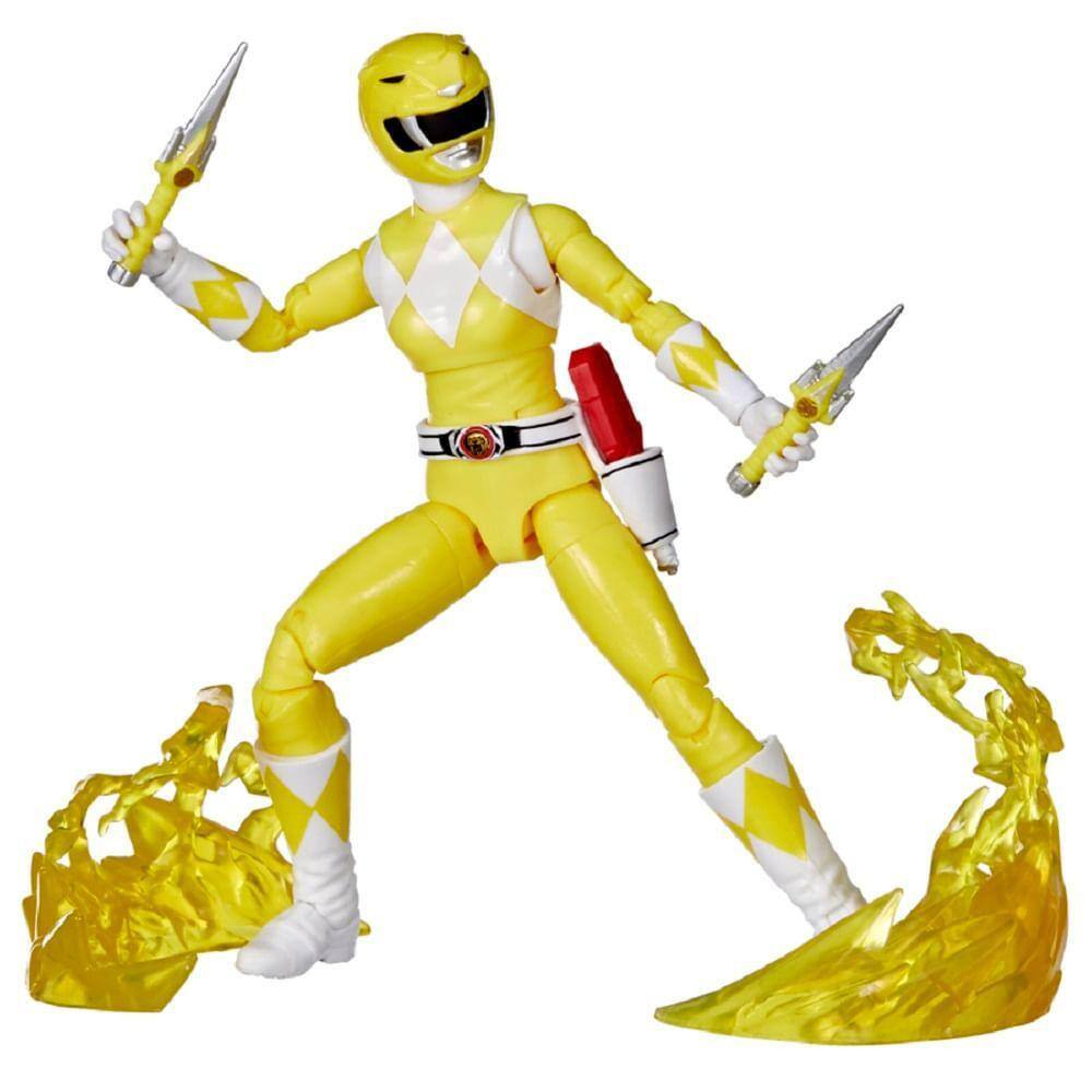 Capacete Power Rangers Branco e Amarelo Clássico Luxo