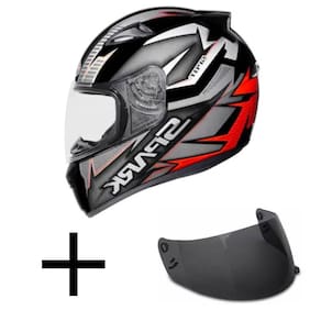 Capacete Ebf New Spark Spot Preto e Vermelho Fosco Mais Viseira Fumê