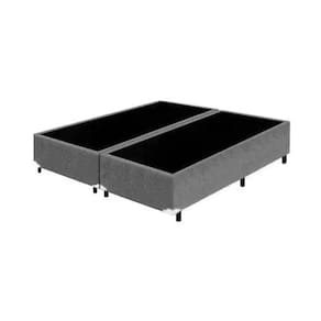 Base Box King Bipartido Suede Cinza - 30x198x203