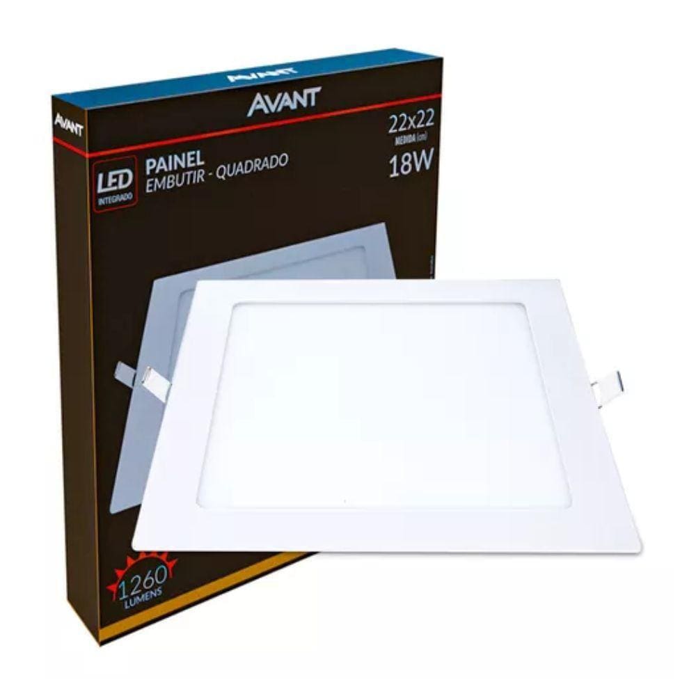 Painel Led Avant Quadrado Embutir 18w 3000k Bivolt Branco