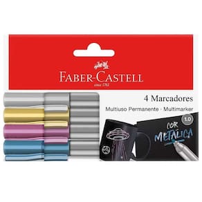 Marcador Permanente 4 Cores Multiuso 1.0 Faber Castell