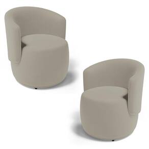 Kit 02 Poltronas Decorativas Aisha Orgânica Suede Bege - Desk Design
