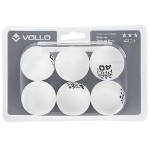 Bola de Tênis de Mesa Vollo 3 Estrelas com 06 Unidades Branca