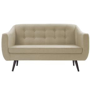 Sofa 2 Lug Pes Tabaco 135 cm 7017 Linho Bege Dmobiliario