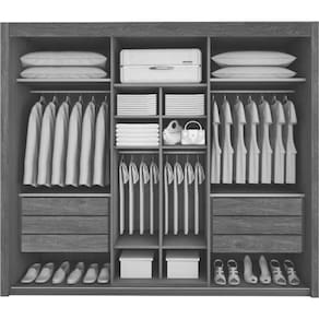 Guarda Roupa Casal Ripado com Espelho 3 Portas 6 Gavetas - Pacioli Sky - Móveis Bettio