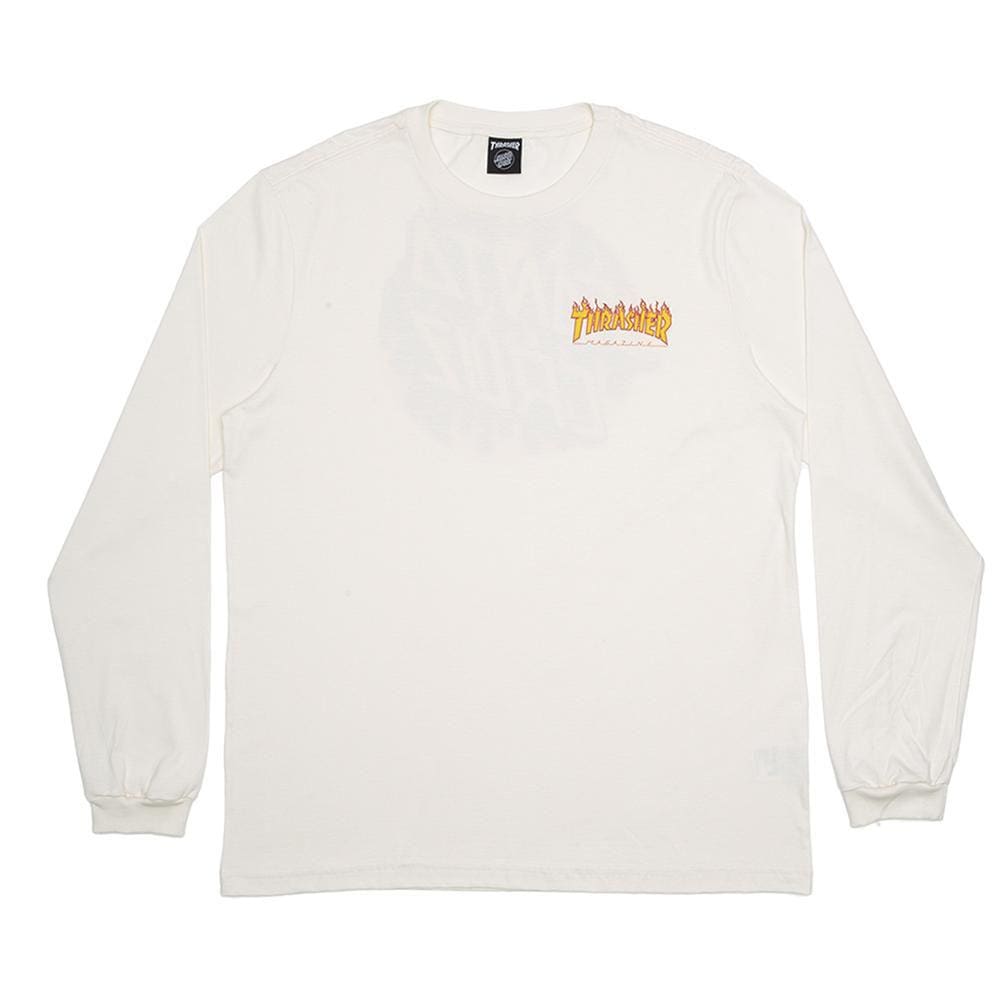 Camiseta Santa Cruz Manga Longa Thrasher Flame Dot Off White
