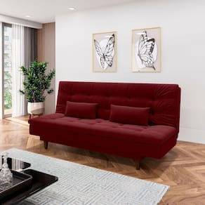 Sofá Cama 3 Lugares 190 Cm Sofanete Nabalina Vinho