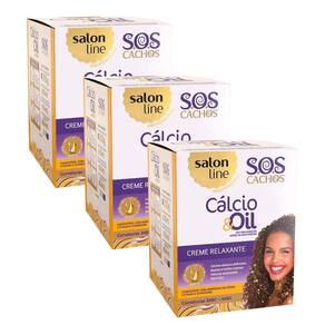 Kit Guanidina Salon Line SOS Cachos Calcio & Oil - 3 Unidades