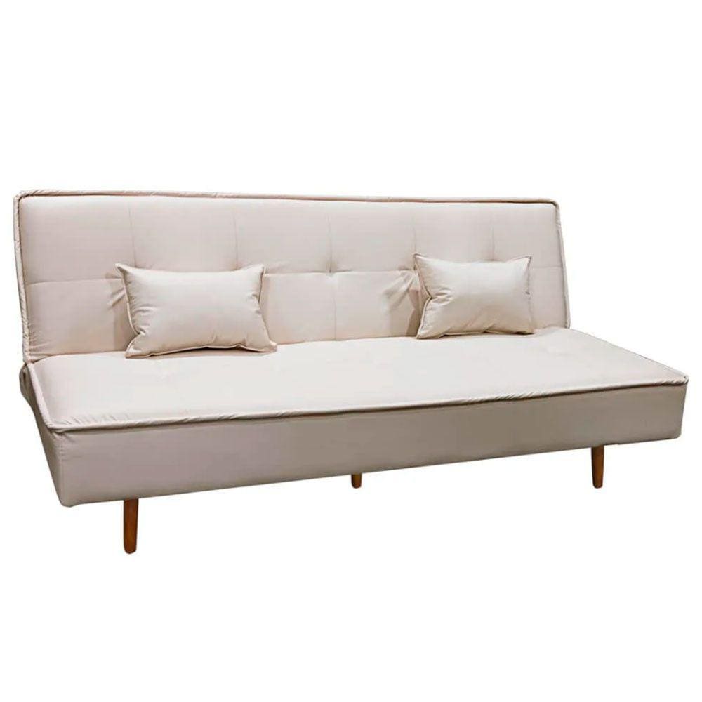 Sofá Cama Silver 3 Lugares Reclinável 1,92 Material Sintético Bege Star Confort