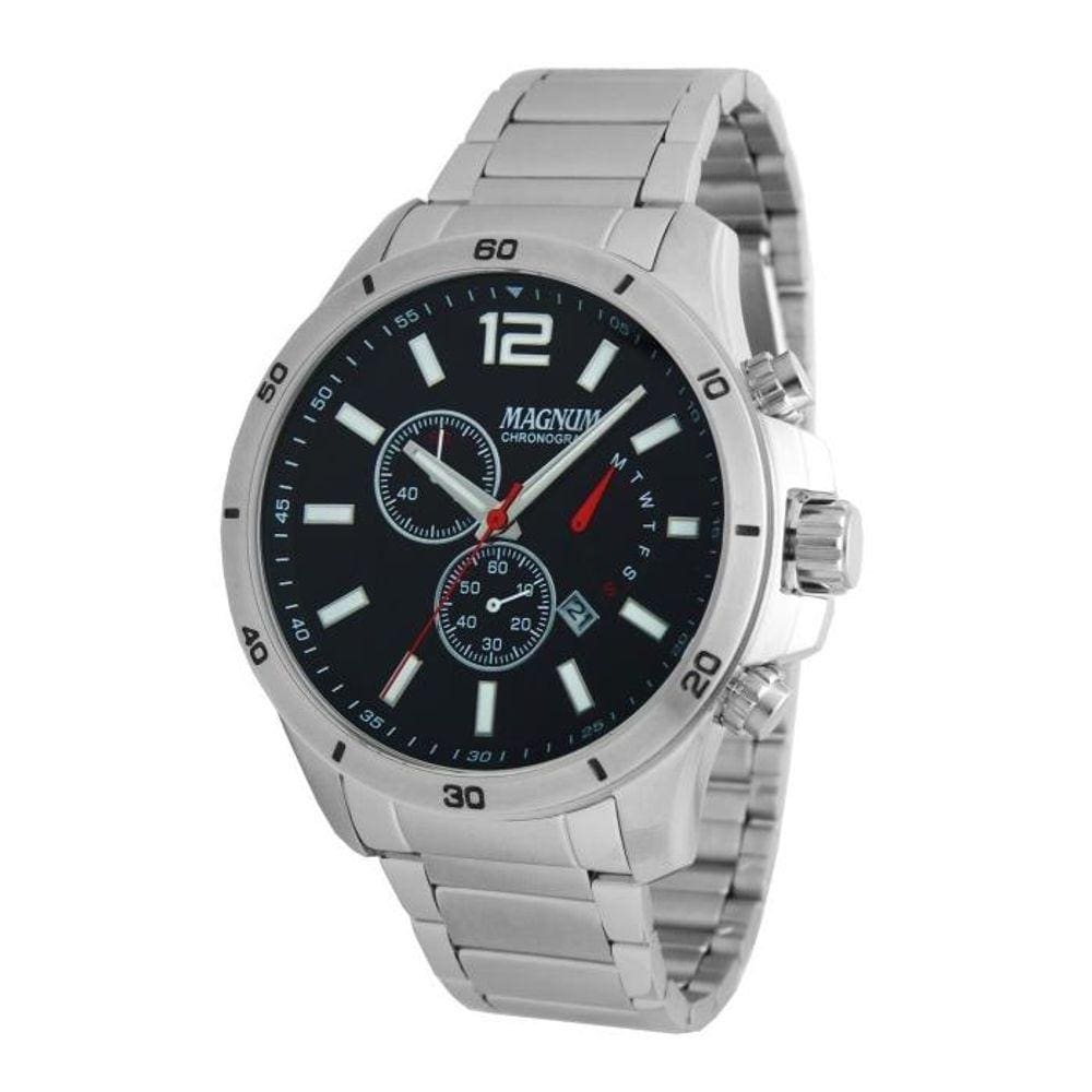 Relógio Magnum Masculino Ref: Ma35235t Cronógrafo Prateado