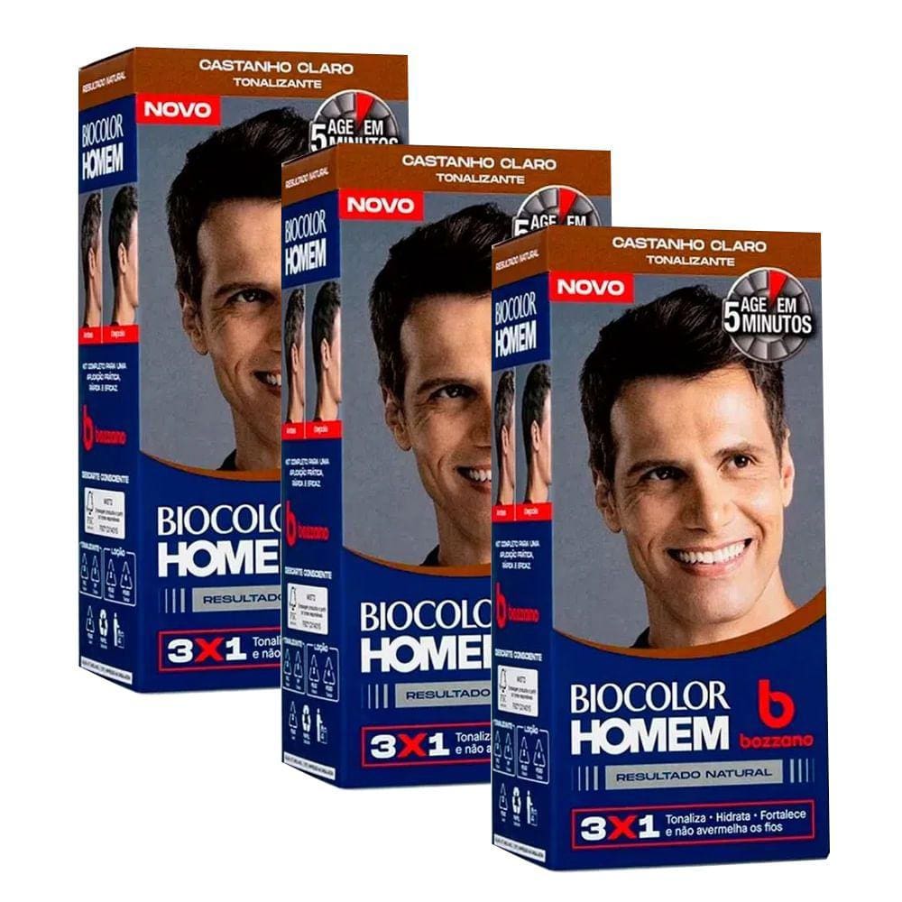 Kit Tonalizante Biocolor Homem Castanho Claro - 3 Unidades
