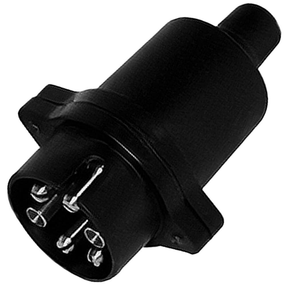 Tomada Engate Redondo Plástico Preto 6 Polos Macho 12/24V