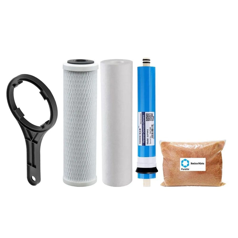 Kit Pp Carvão Resina Mb400 Membrana 50Gpd + Chave Abertura