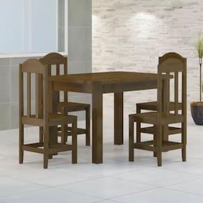 Mesa Com 4 Cadeiras 120x88 Em Madeira Safira Castanho Nemargi