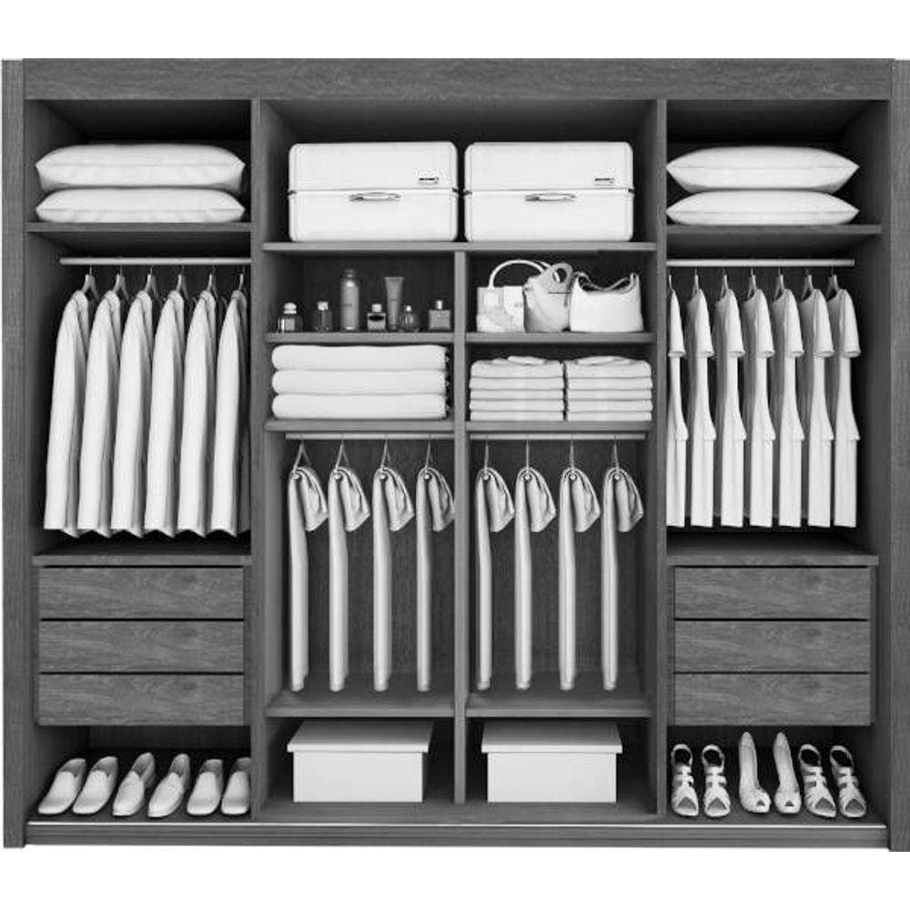 Guarda Roupa Casal Ripado 4 Portas 6 Gavetas - Palladio Ruby - Móves Bettio